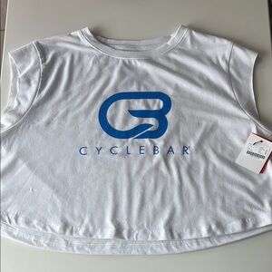 CycleBar White and Blue Crop Top